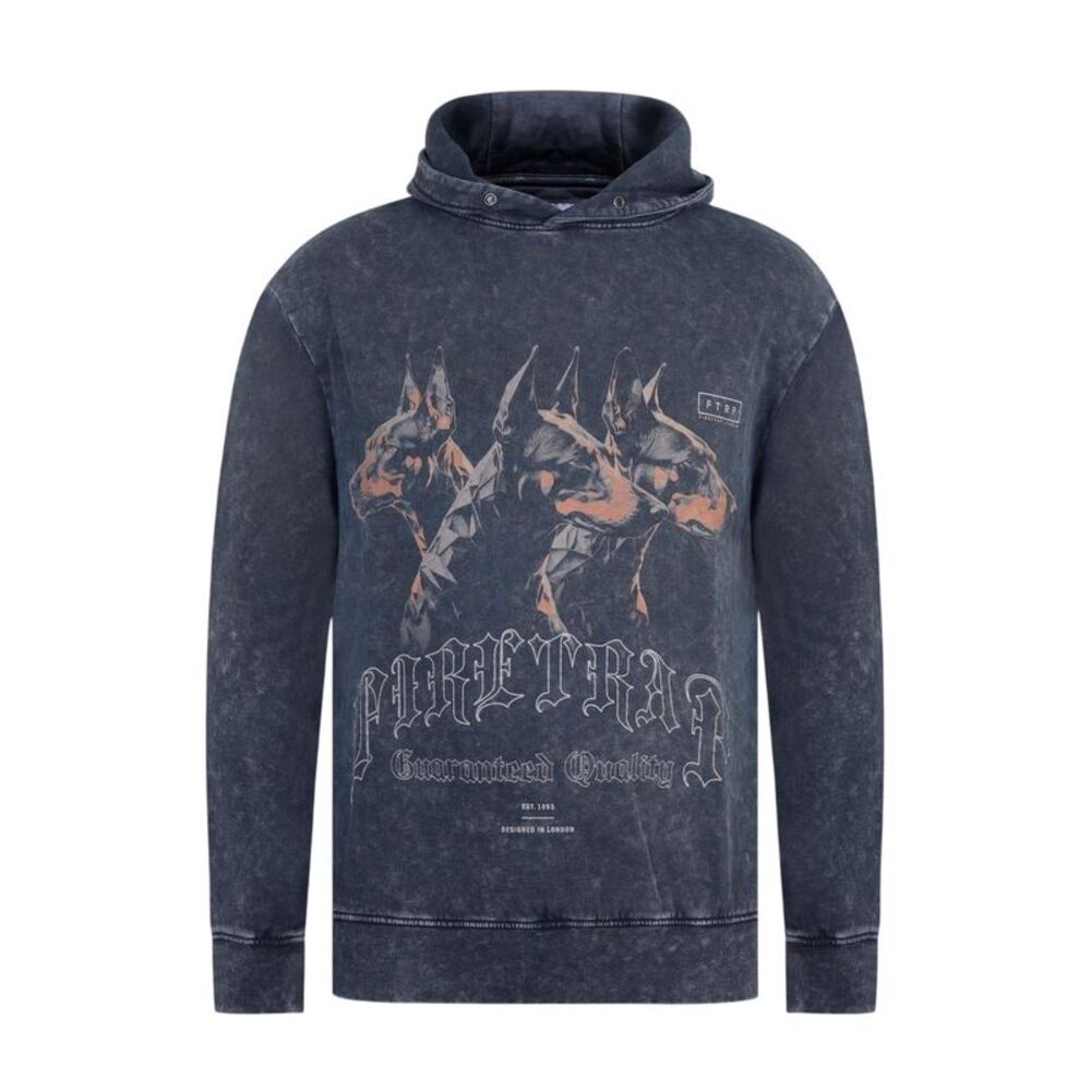 Firetrap Mens Graphic Print Regular Long-Sleeved Hoodie / Washed Black